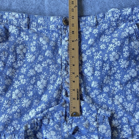 Old Navy Shorts Womens Plus Size 20 Blue Floral Linen Rayon Everyday High Rise - Picture 9 of 10